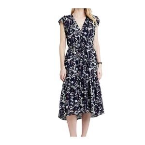 GAP Floral Maximidi Dress Drawstring Waist V-neck - Size XS
